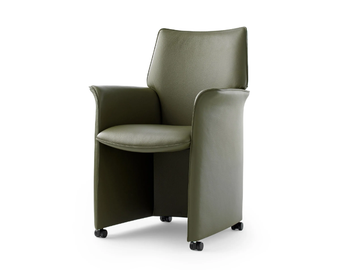 LX380 - Recliner leather chair with castors by LEOLUX LX - view 2